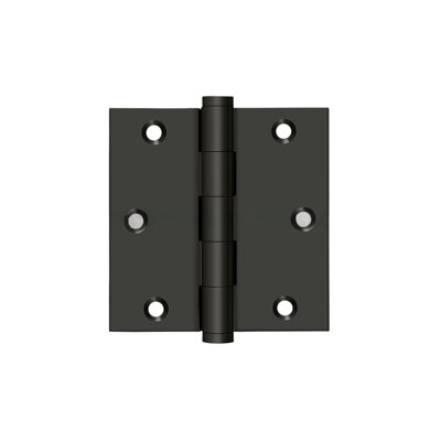 Deltana DSB353-UNL 3-1/2" x 3-1/2" Square Hinge in Unlacquered Brass Pair