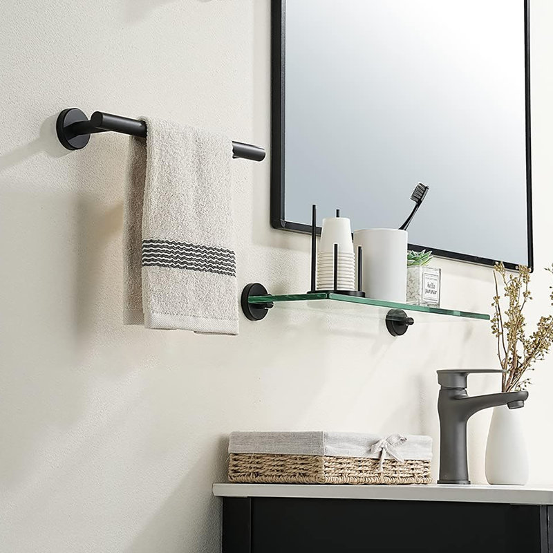 Porte-serviettes mural en acier inoxydable 304, Noir, H 1,96 po x L 12,1 po x P 3,15 po