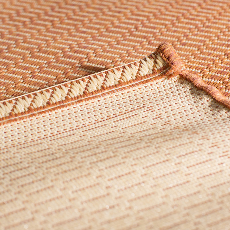 Tapis intérieur / extérieur naturel en terre cuite à tissage plat Sarica, Rectangle 8 pi 6 po x 13 pi