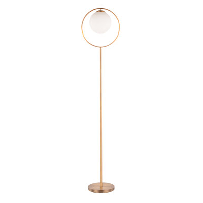 Contemporary Floor Lamp In Gold Metal And Frosted Glass