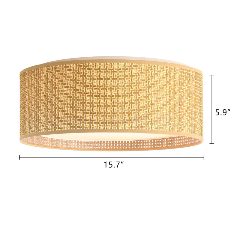 Addae 15.7" W 3-Light Dimmable Acrylic Shade Flush Mount, Sepia