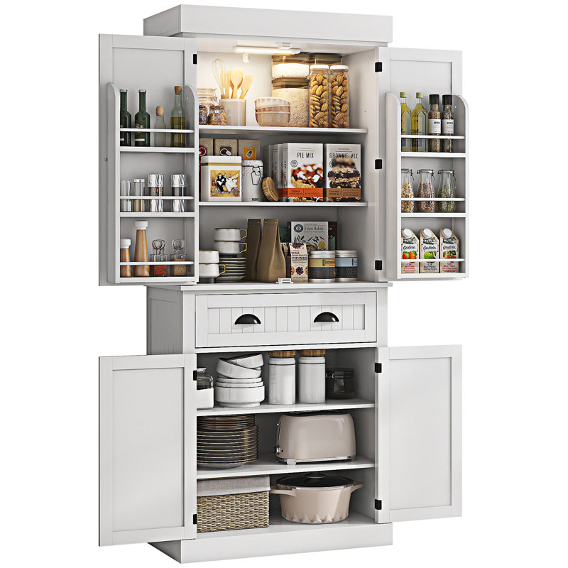 Armoire de cuisine avec capteur de mouvement et tablettes réglables