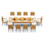 Ensemble de salle à manger 11 pièces en bois de teck de qualité A: table rectangulaire à double extension Caranas de 122 po et 10 chaises Atnas (2 et 8 chaises sans accoudoirs) # 11AT2902-301784641