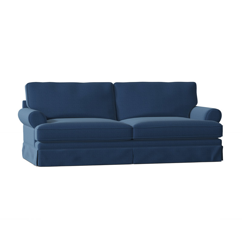 Canapé à accoudoirs roulés 91 po avec coussins réversibles Brookner, Denim indigo classique