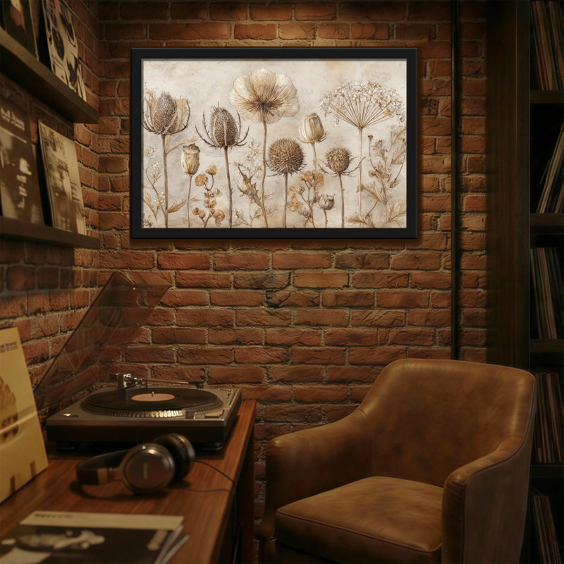 Plantes et fleurs, fleurs séchées, art botanique, palette naturelle de style rétro, H 16 po x l 24 po