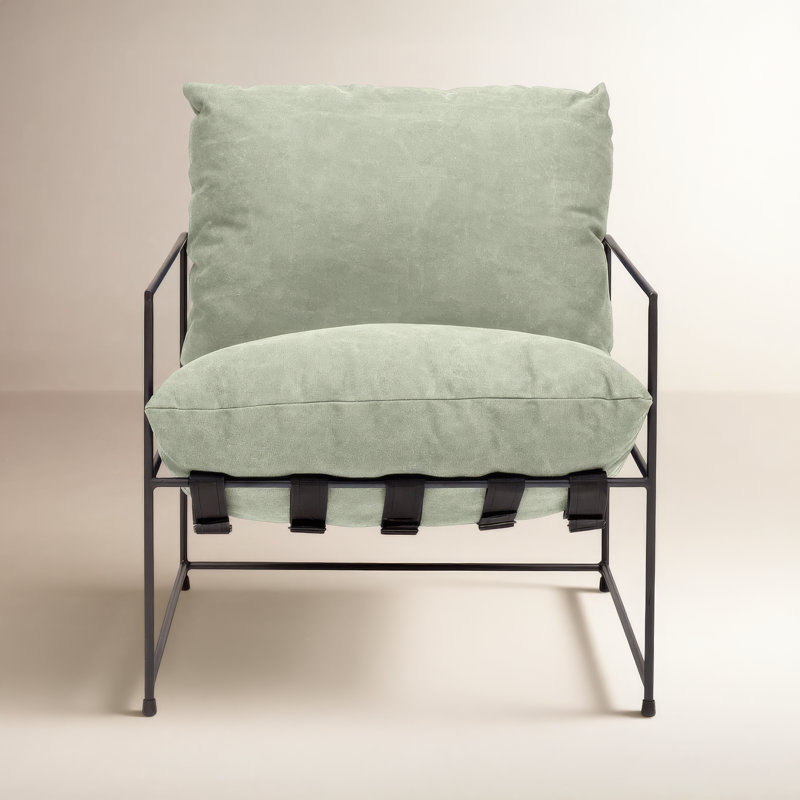 Danita Upholstered Armchair, Washed Green Performance Canvas