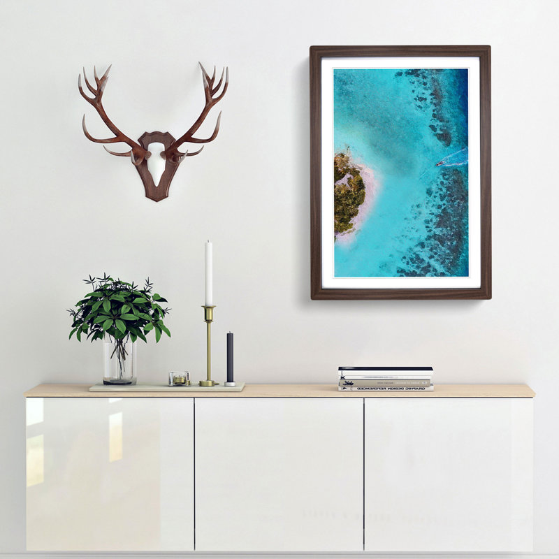 Alifu Alifu Atoll In The Maldives - Single Picture Frame Print, 45cm H x 33cm W x 2cm D, Walnut Framed