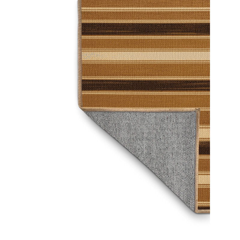  Tapis lavable rayé crème érable, Rond 7 pi