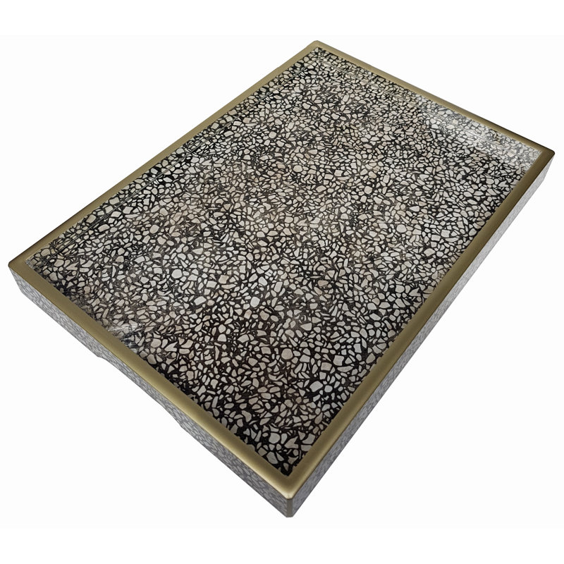 Plateau de miroir peint à la main en terrazzo, H 1,6 po x l 16,5 po x P 11,8 po