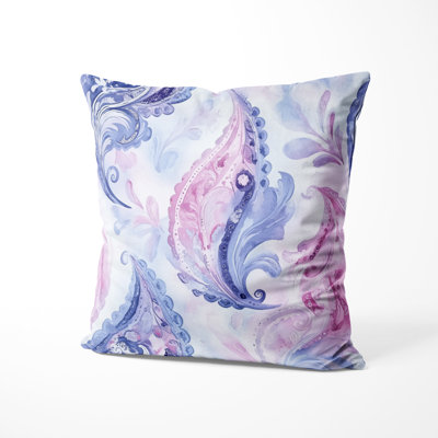 Modern Decorative Throw Pillow - Purple Paisley Harmony Printed Cushion