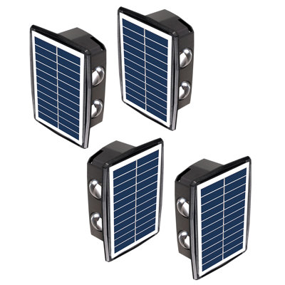 Ensemble de 2 luminaires muraux solaires à DEL haut et bas pour l'extérieur et vers le bas (ensemble de 4)