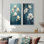 Magnolia Blooms In Saffire Winter Impressionist I - Art mural floral 2 pièces