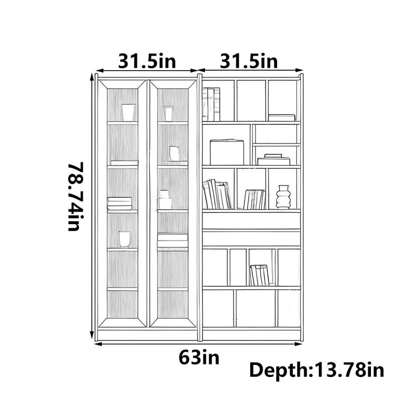 Pure solid wood black walnut bookcase
