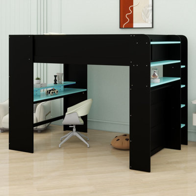 Lit superposé avec bureau à hauteur réglable