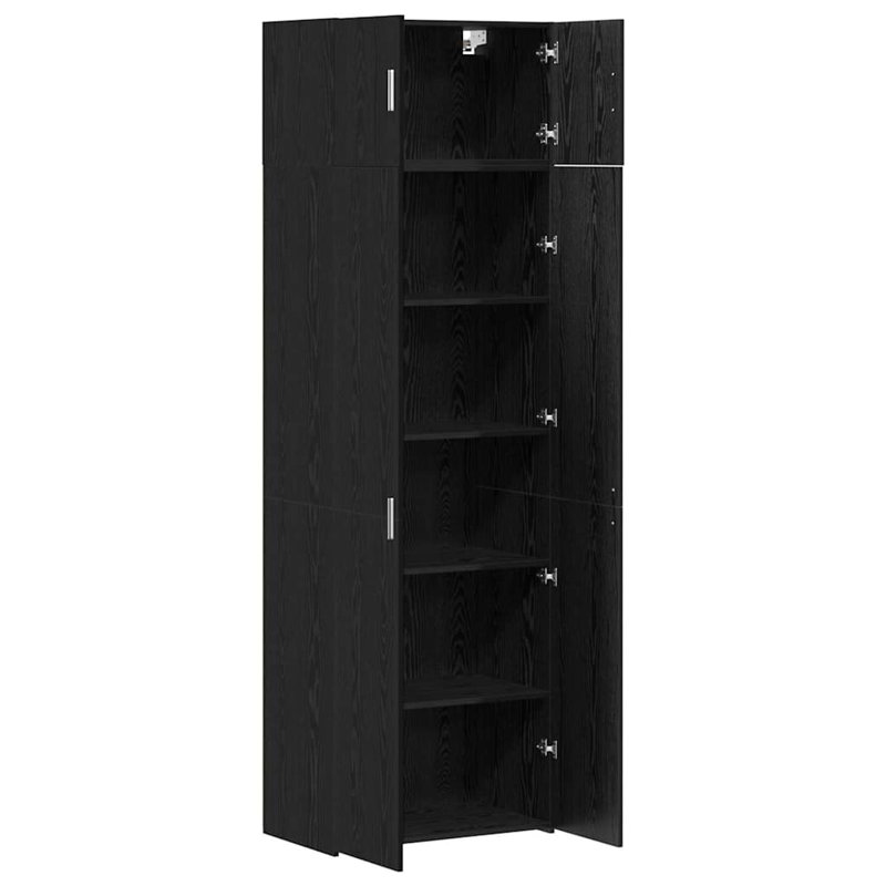 Storage Cabinet 70X42.5X225 Cm Engineered Wood, Black Oak