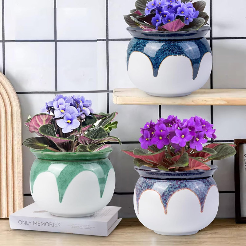 6-inch Green Self-watering Ceramic Pot