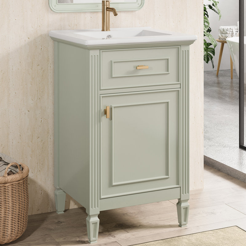 Meuble-lavabo simple 20 po avec comptoir en céramique 20 po, Vert