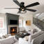 Ventilateur de plafond encastré 52 pales 52 "avec lumières et télécommande, ventilateur d'intérieur et classique réversible 6 vitesses Farmhouse