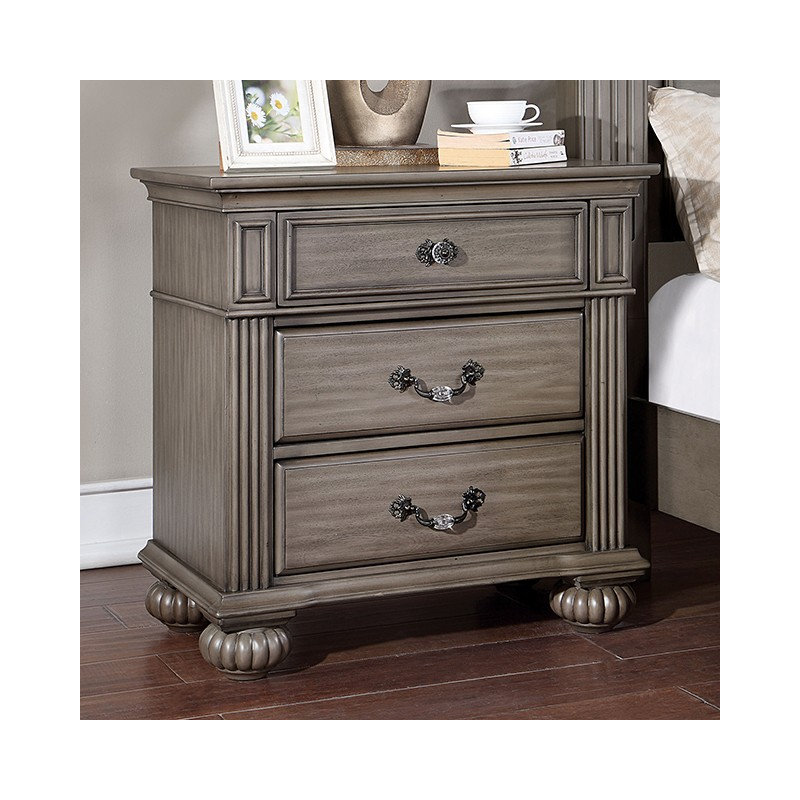 Table de bout Table de chevet moderne Table de chevet Table de chevet en bois massif, Gris