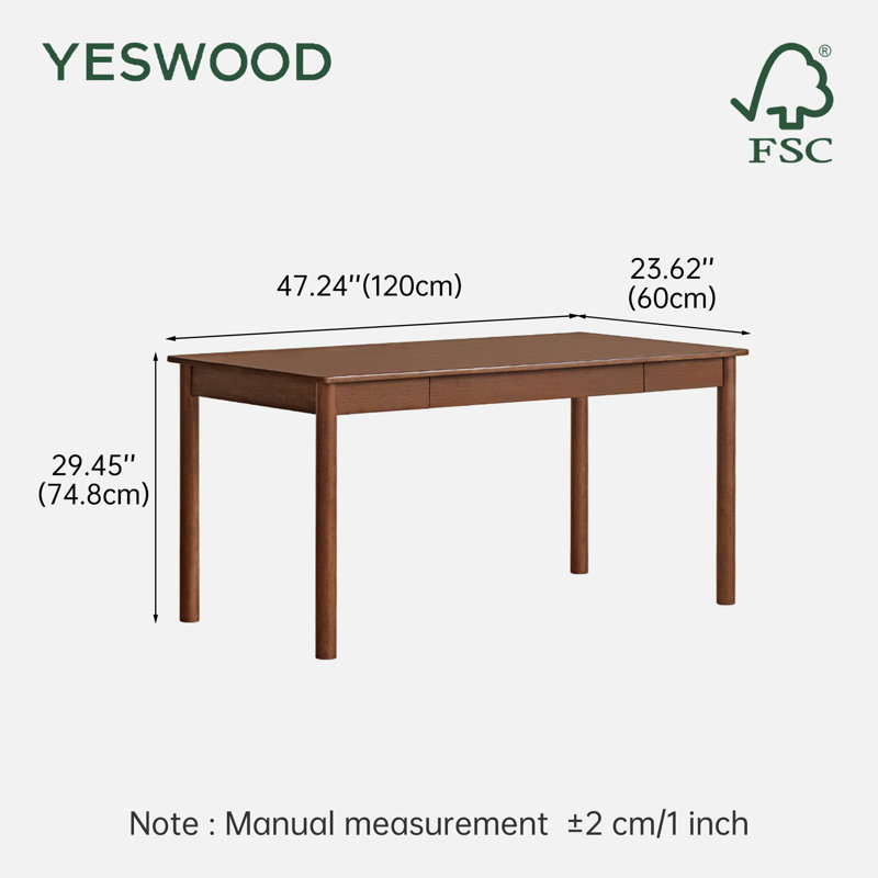 Solid Wood Desk with Drawer, 47"W