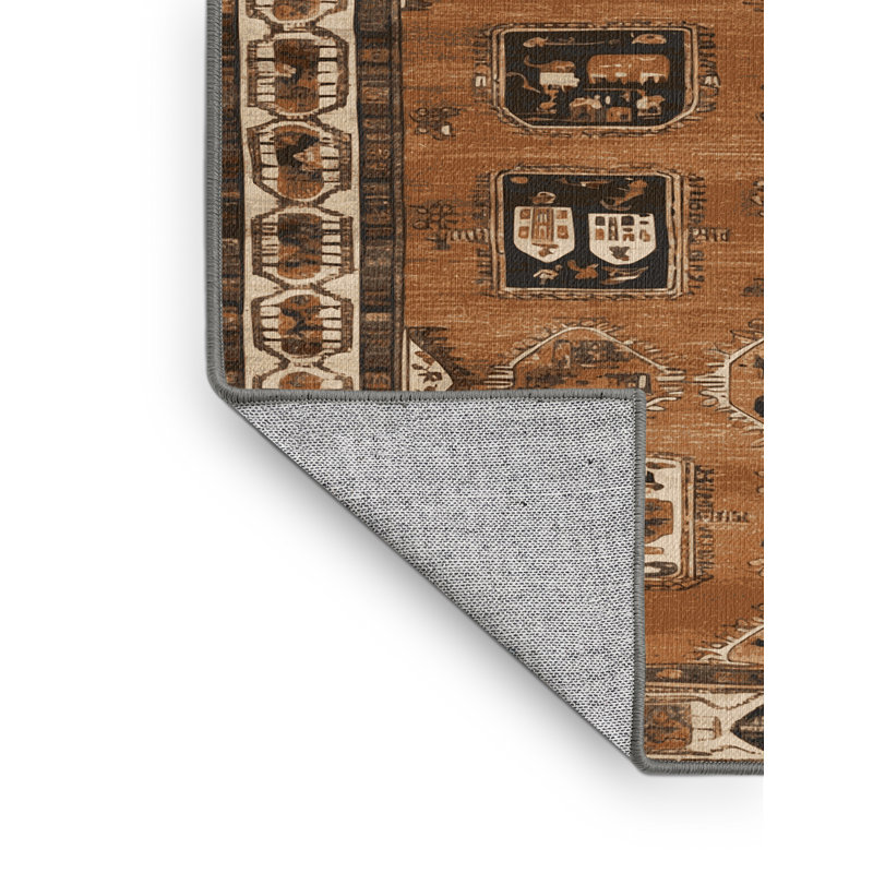 Tapis brun turc lavable à la machine, Rectangle de 5 pi x 8 pi