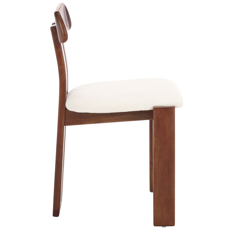 Cayde Boucle Seat Dining Chair, Cream/Walnut