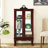 Curio Cabinet In Cherry With Mirrored Back And 48.69 Lbs Weight 3 Shelf Load-bearing Capacity-254170864