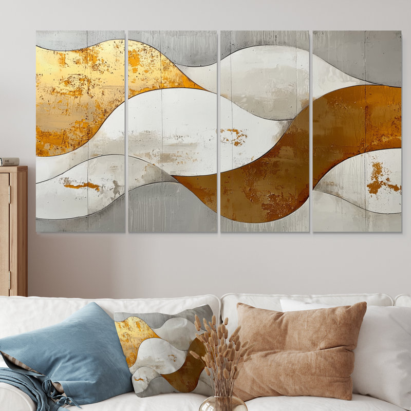 Fosteau III - art mural vagues - art mural moderne pour le salon, H 32 po x l 64 po, 4