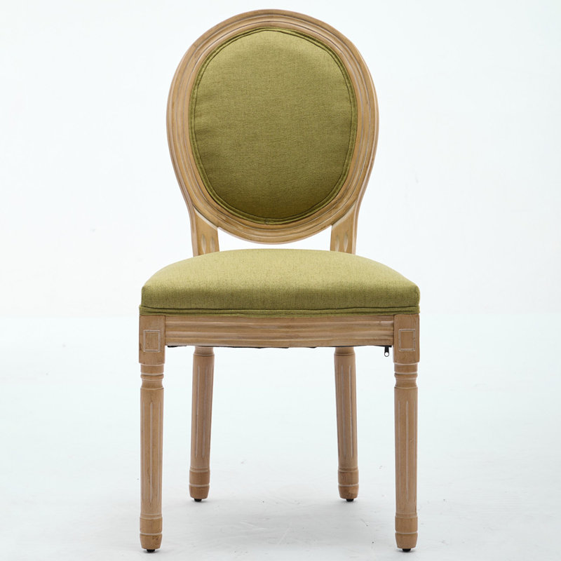 Chaise de salle à manger en lin, Vert olive