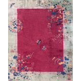 Wool Antique Purple / Lavender Mauve Floral Hand Knotted Pile 1920s Rectangle Rug