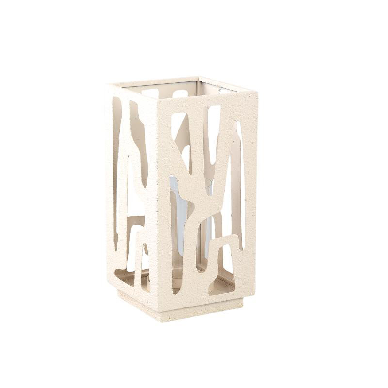 Iron Tealight Holder, 32cm H x 16cm W x 16cm D, Cream 