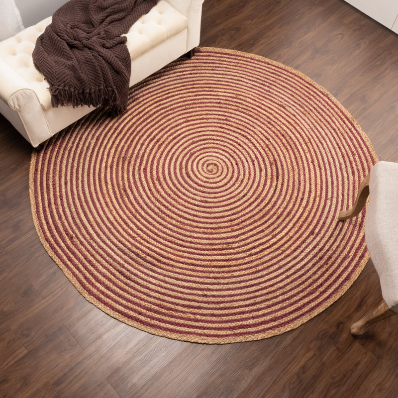 Tapis d'intérieur rond en jute tressé à la main Onancock, Rond 4 pi