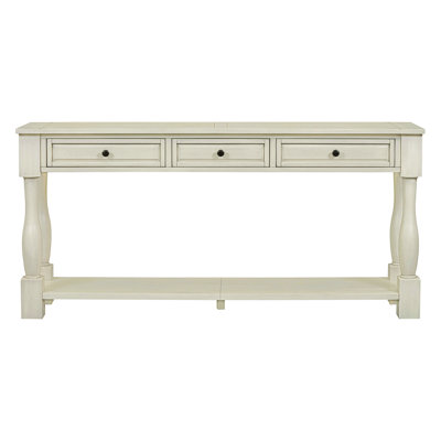 Virelli 63-Inch Mediterranean Style Console Table with Drawers and Shelf