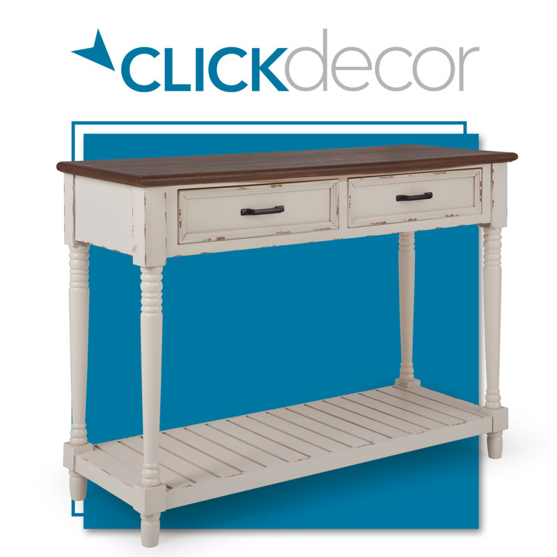 Farmhouse Antique White Wood Console Table with Storage