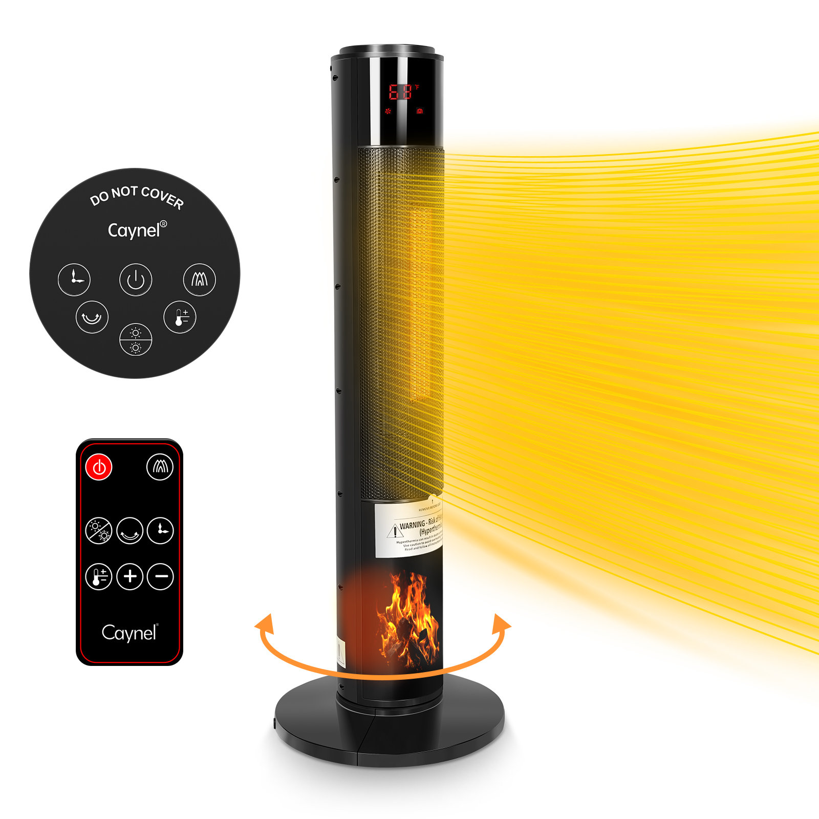 Caynel Ceramic Heater With 3d Flame 1500w Portable Electric Heater