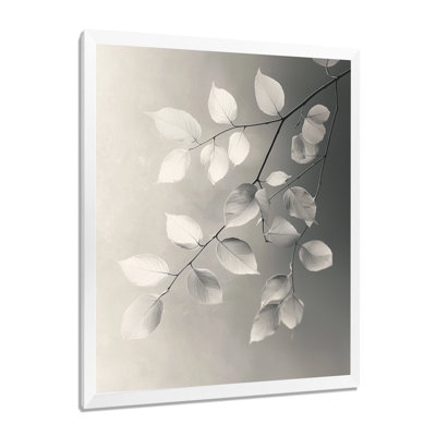 «Pebble Grey Leaves Veins Of Nature I», reproduction d'art sur toile florale