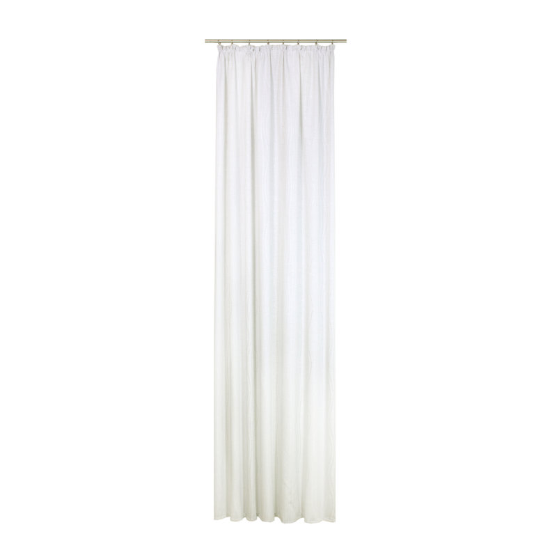 Alderete Pencil Pleat, Single Curtain, opaque, White and silver, 132cm Width x 245cm Drop