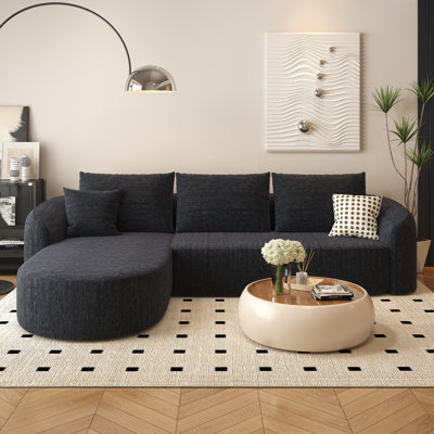 Boneless L Shaped Modern Modular Sectional Curved Sofa, Minimalist Style Comfy Cloud Couch for Living Room Apartment, No Assembly Required Boneless Couches