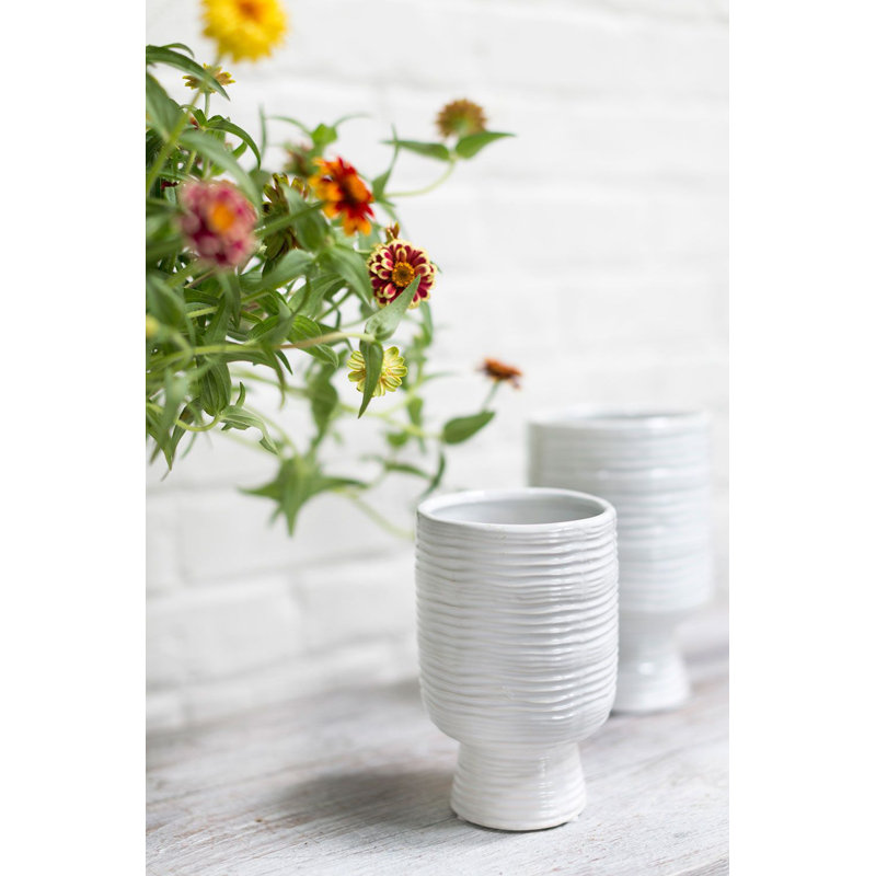 Canella Handmade Ceramic Table Vase, 6.5" H x 4" W x 4" D