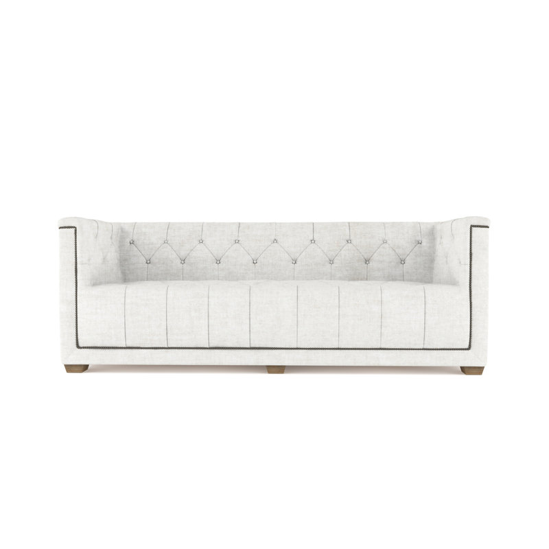 Velvet Sofa, Chocolate Genuine Leather, 84"