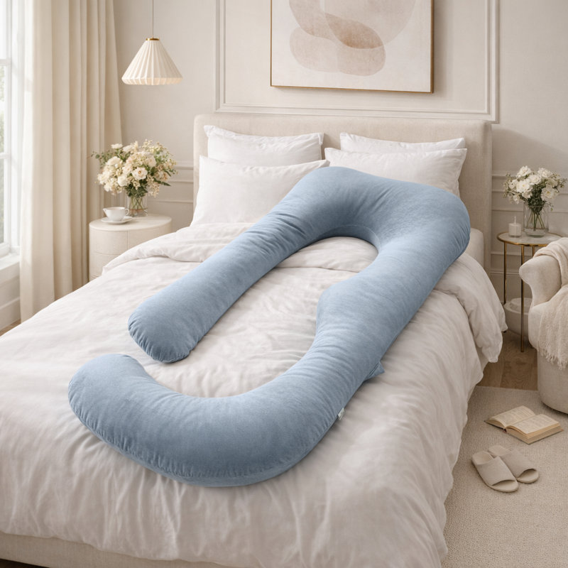 Full Body Pillow with Hollowfibre Filling, Soft Support Cushion for Side Sleepers with Breathable Cotton Cover