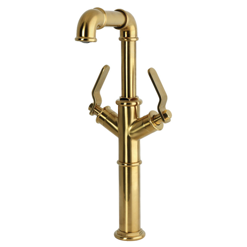 Robinet pour vasque à fixation sur comptoir à deux poignées à 1 trou Kingston Brass Whitaker, Laiton brossé