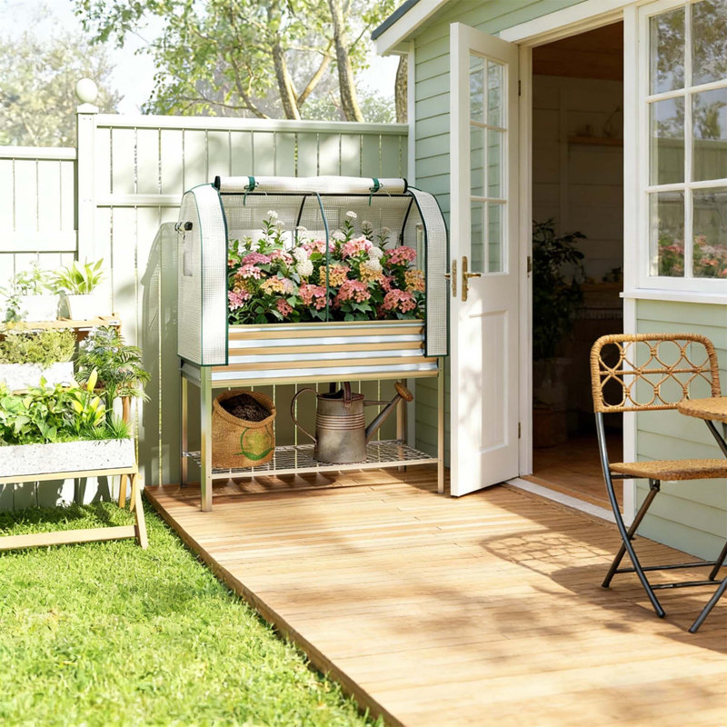 Spacious Raised Garden Bed,Flower Boxs,Plant Boxs,For Outdoor, Silver