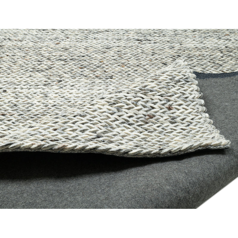 Pinard Solid Colour Hand Woven Hand Loomed Gray Area Rug, Rectangle 170 x 240cm