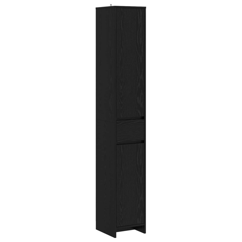 Engineered Wood Linen Cabinet, Black Oak