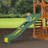 Backyard Discovery Tucson Cedar Wood Swing Set with Wave Slide, Play Deck, Rock Wall Ladder, and Snack Bar Window