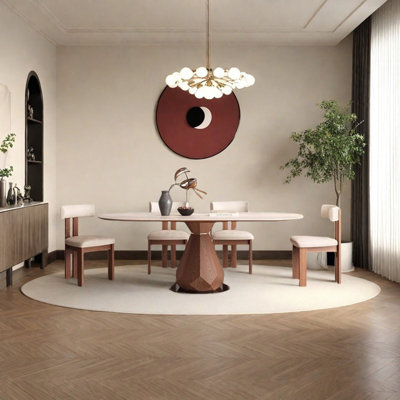 Graceful vintage sintered stone dining table set