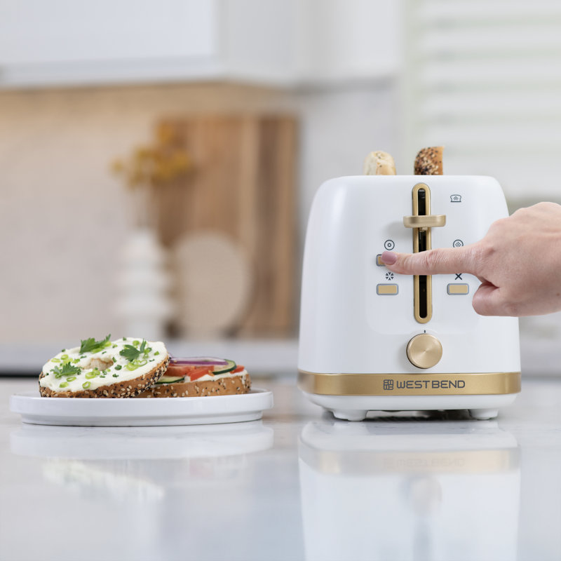 West Bend Timeless 2-Slice Toaster, in White/Gold, White