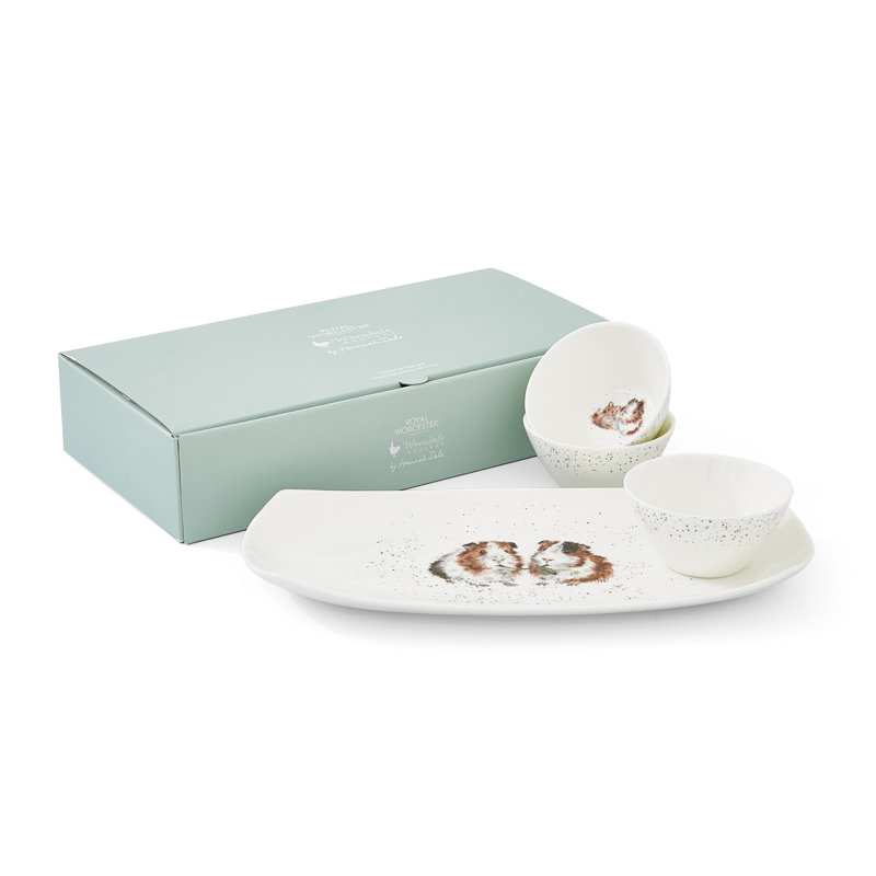 Classic Wrendale Designs  - 3 Bowl and Tray Set (Guinea Pigs)