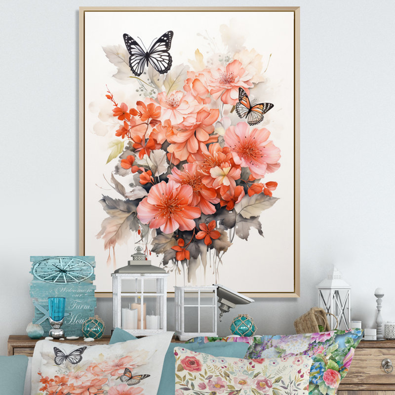 Art mural sur toile Corail, Cadre naturel flottant, H 44 po x l 34 po x P 1,5 po